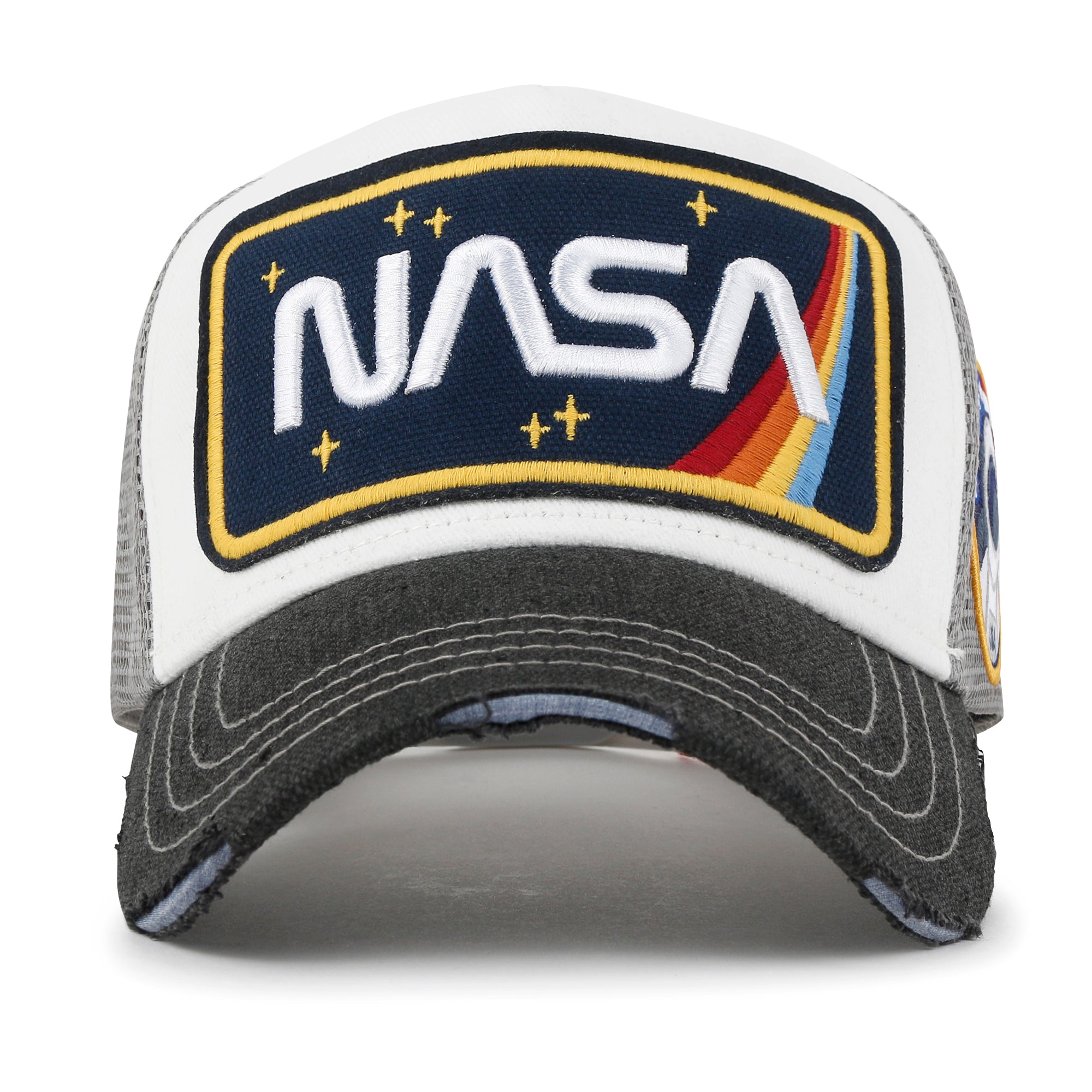 PREMIUM NASA Worm Logo Embroidery Structured Baseball Cap Mesh Back Trucker Hat M / XL