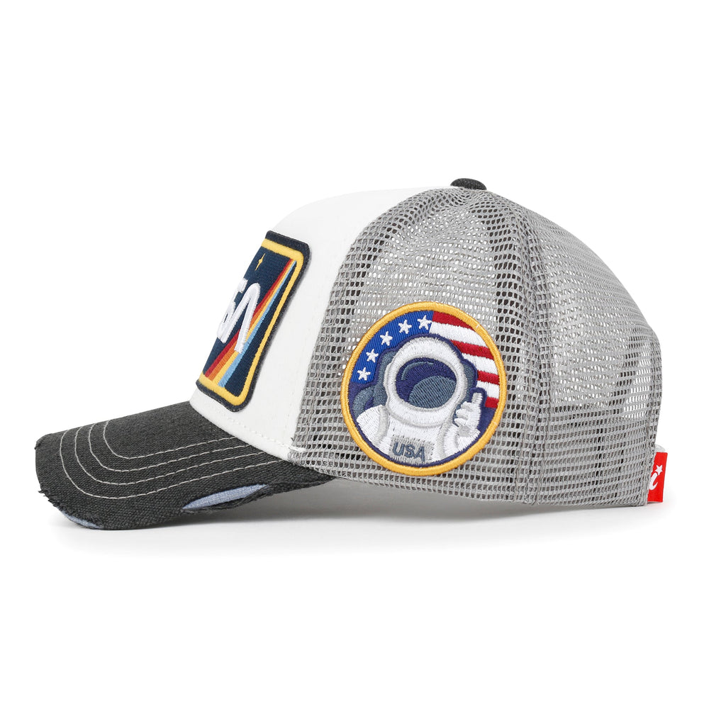 PREMIUM NASA Worm Logo Embroidery Structured Baseball Cap Mesh Back Trucker Hat M / XL