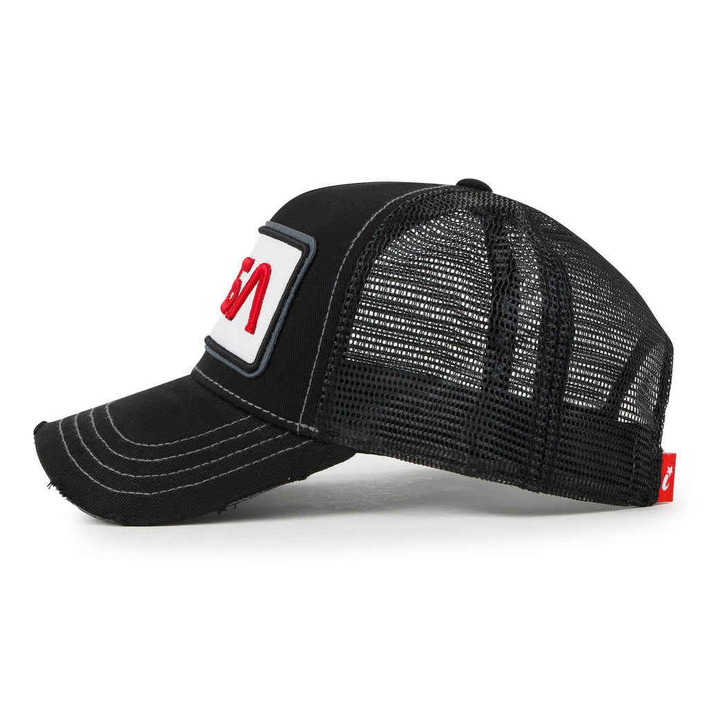 PREMIUM NASA Worm Logo Embroidery Structured Baseball Cap Mesh Back Trucker Hat M / XL