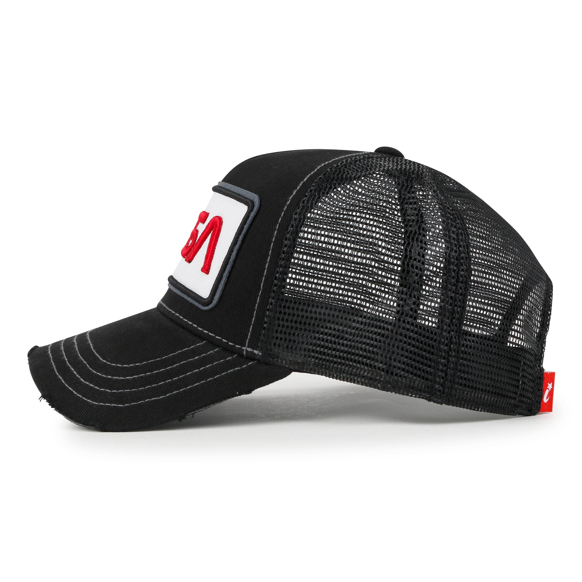 PREMIUM NASA Worm Logo Embroidery Structured Baseball Cap Mesh Back Trucker Hat M / XL
