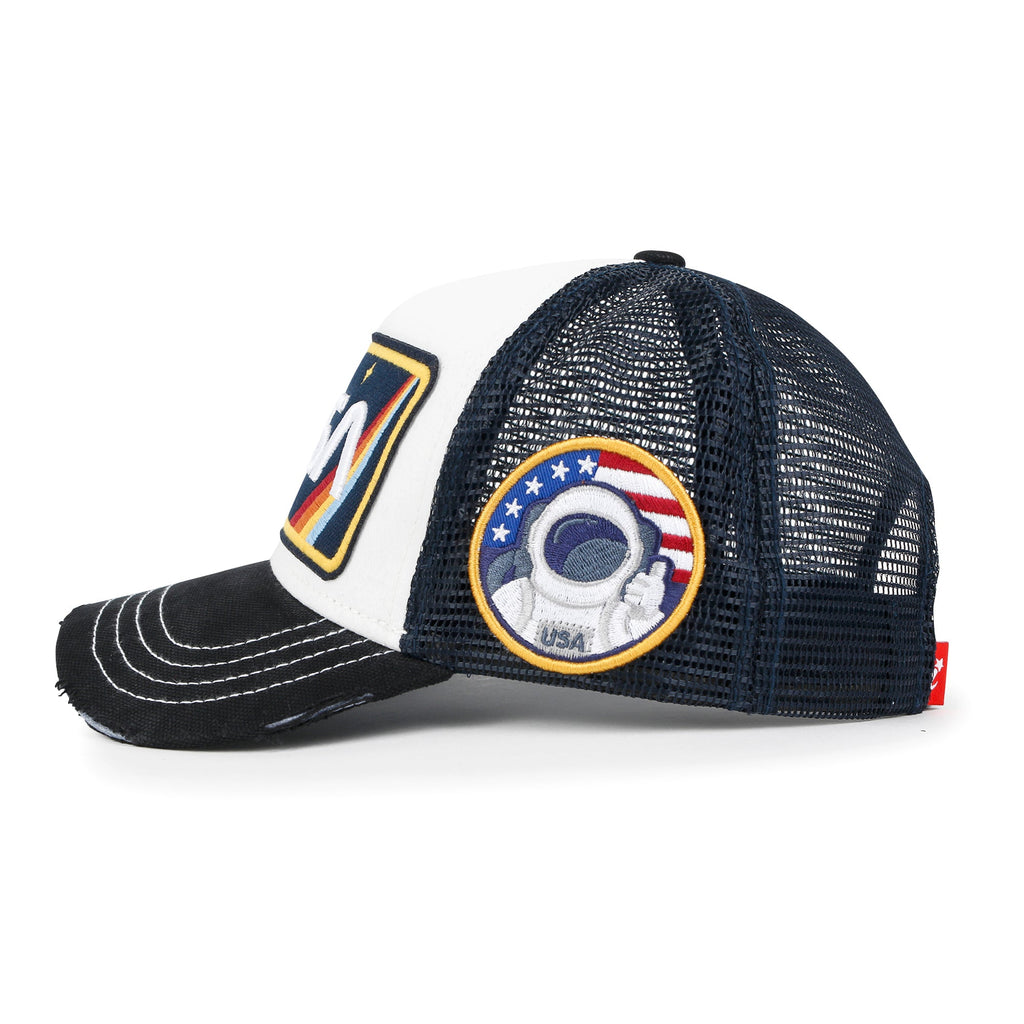 PREMIUM NASA Worm Logo Embroidery Structured Baseball Cap Mesh Back Trucker Hat M / XL