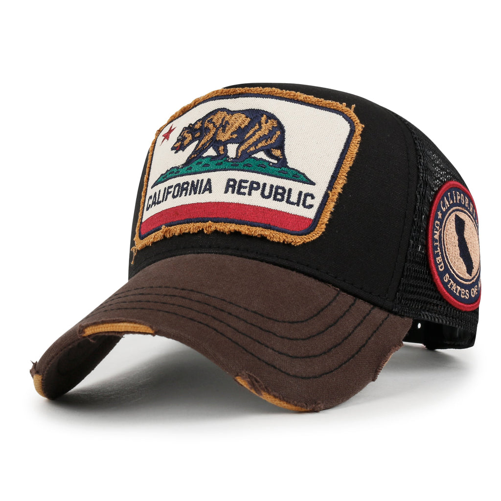 PREMIUM California Bear Embroidered Baseball Cap Vintage Trucker Hat