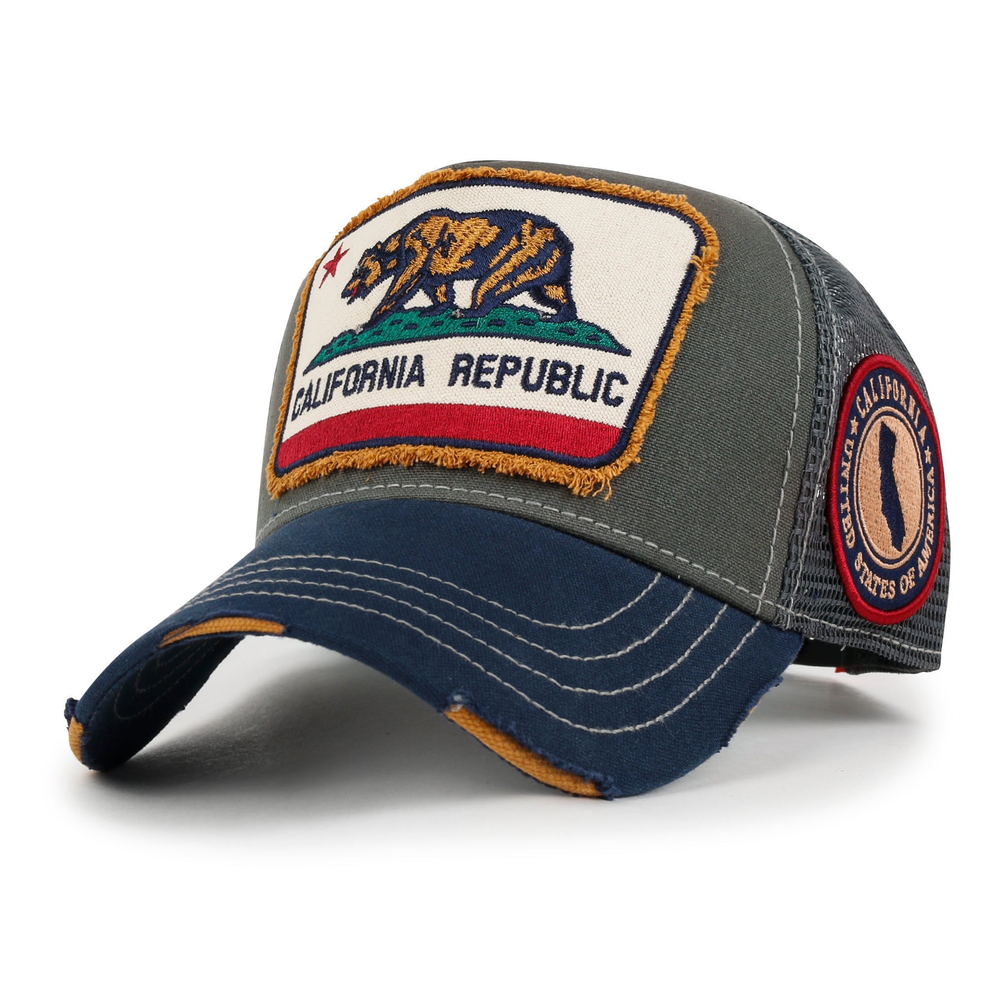 PREMIUM California Bear Embroidered Baseball Cap Vintage Trucker Hat
