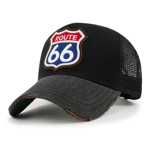 PREMIUM Route 66 Embroidery Baseball Cap Cotton Vintage Trucker Hat