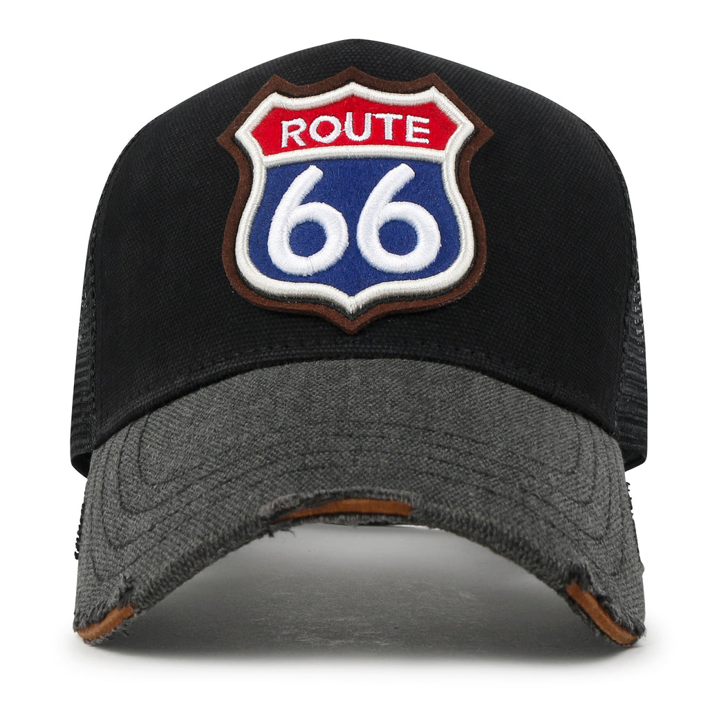 PREMIUM Route 66 Embroidery Baseball Cap Cotton Vintage Trucker Hat