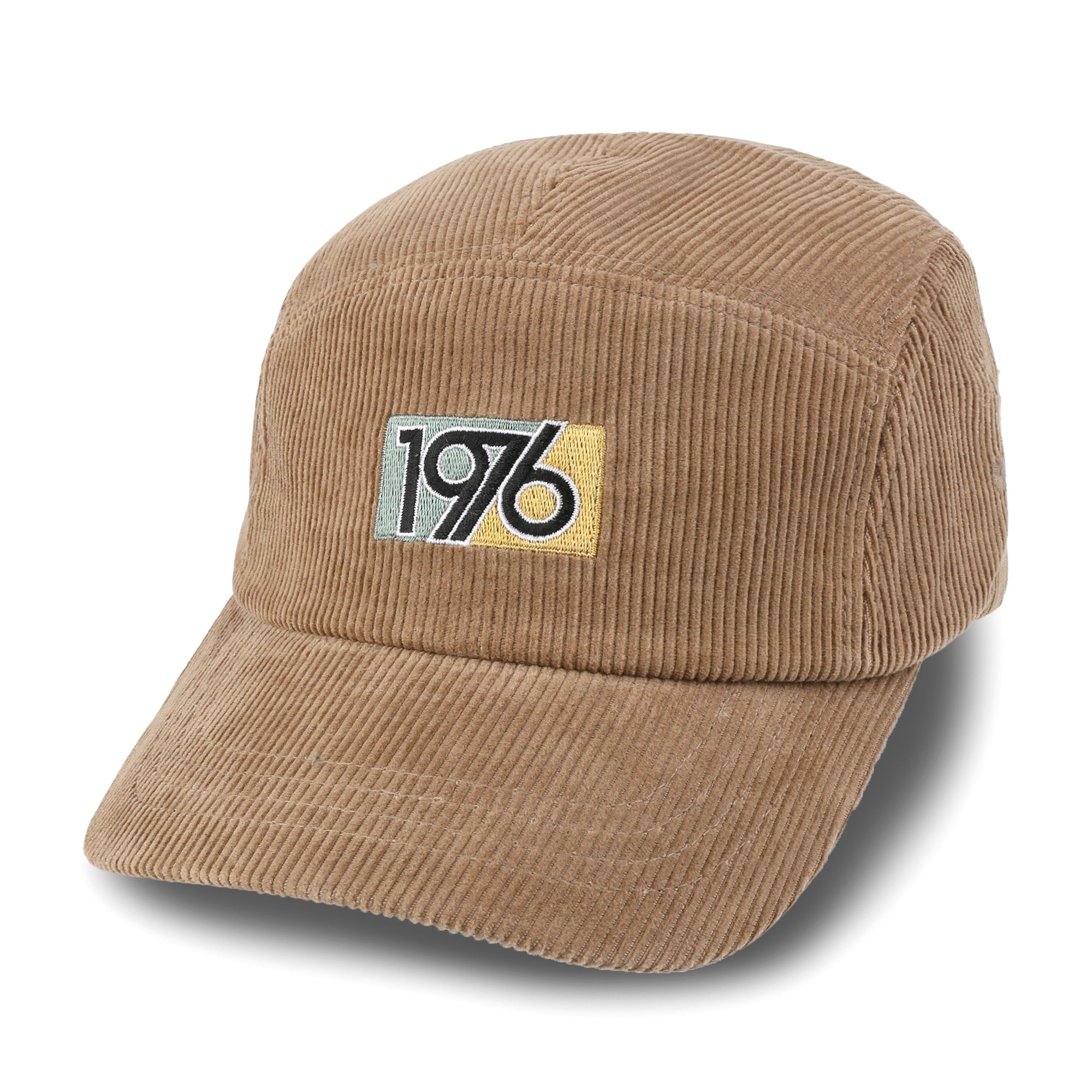 1976 Embroidered Panel Camp Hat Solid Color Cotton Corduroy Cadet Cap