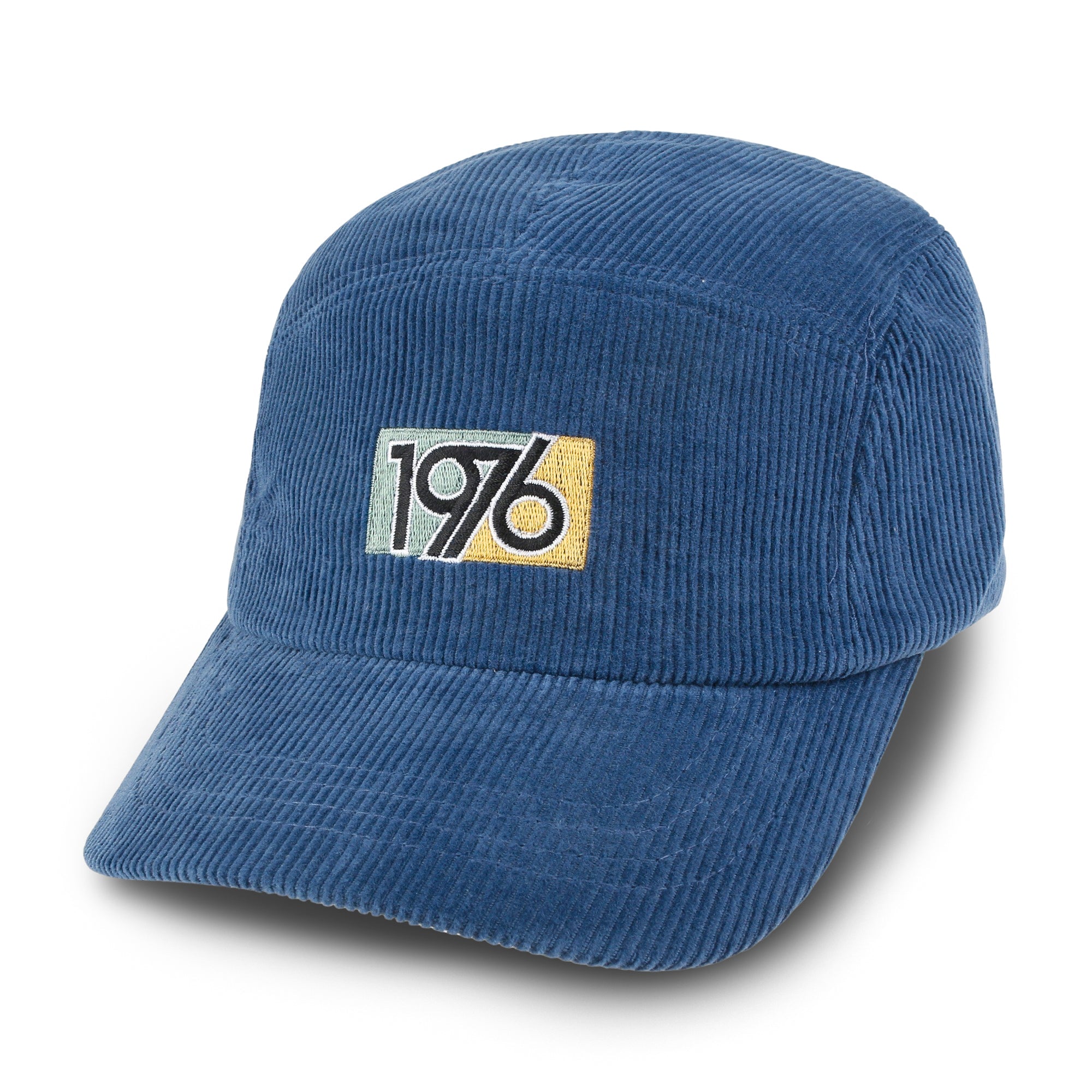 1976 Embroidered Panel Camp Hat Solid Color Cotton Corduroy Cadet Cap