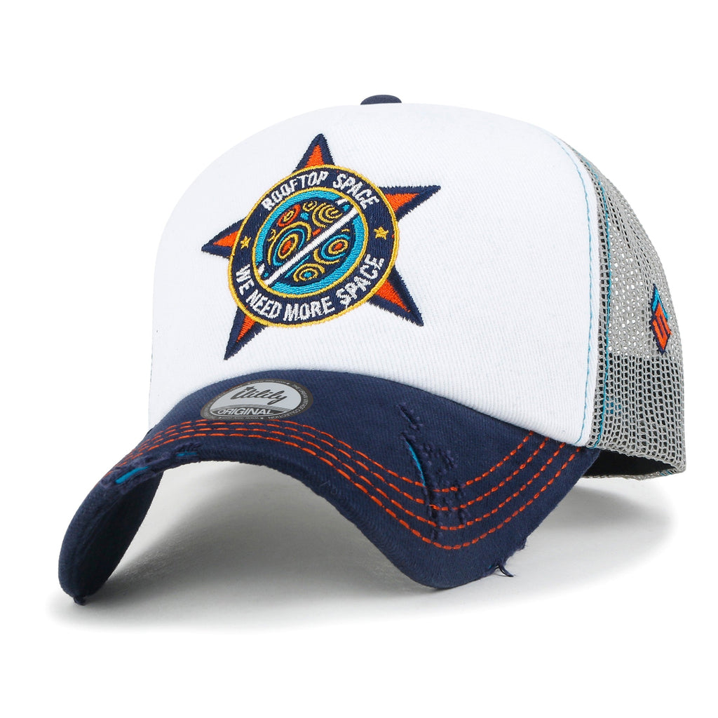 X Rooftop Space Colorful Retro Embroidery Mesh Trucker Baseball Cap