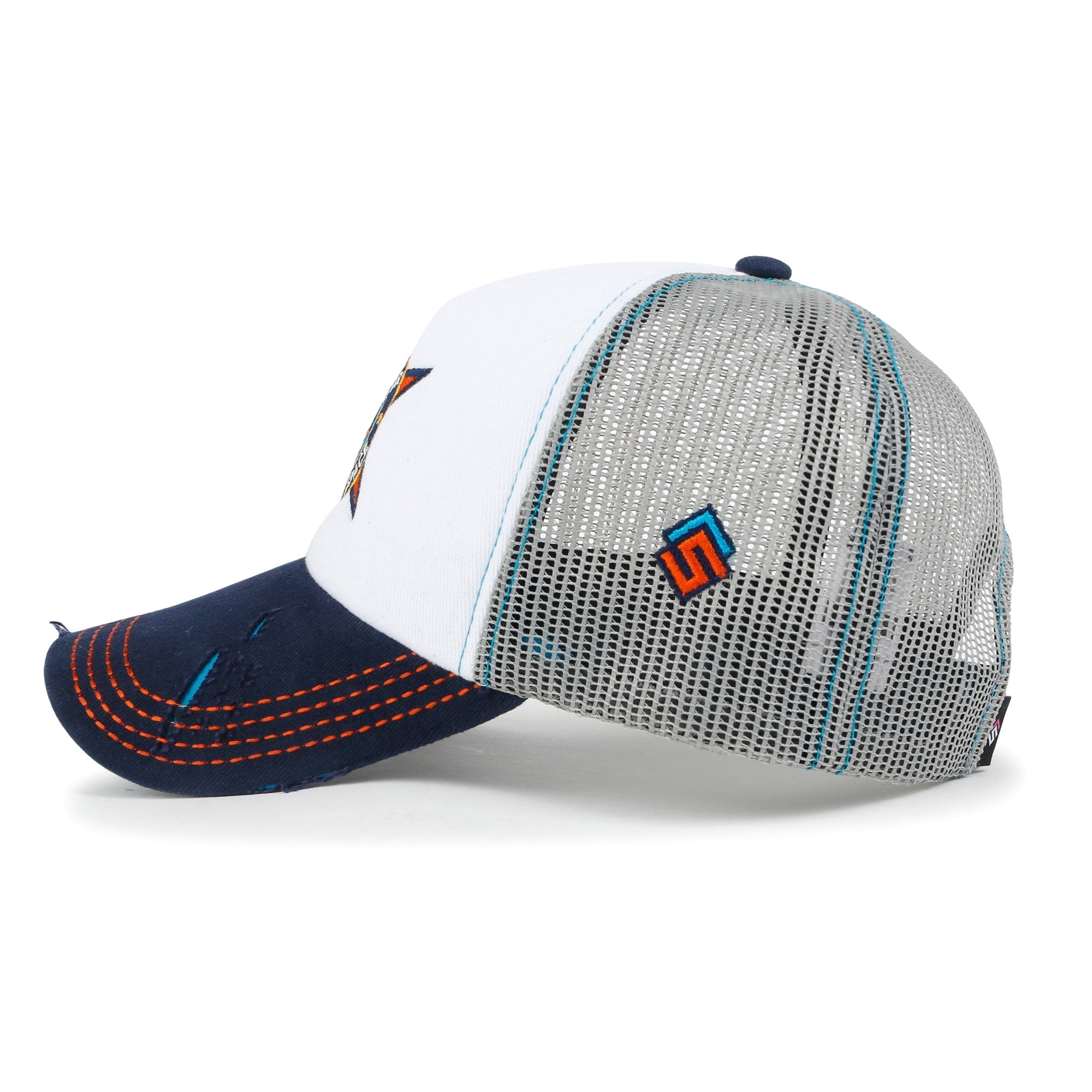 X Rooftop Space Colorful Retro Embroidery Mesh Trucker Baseball Cap