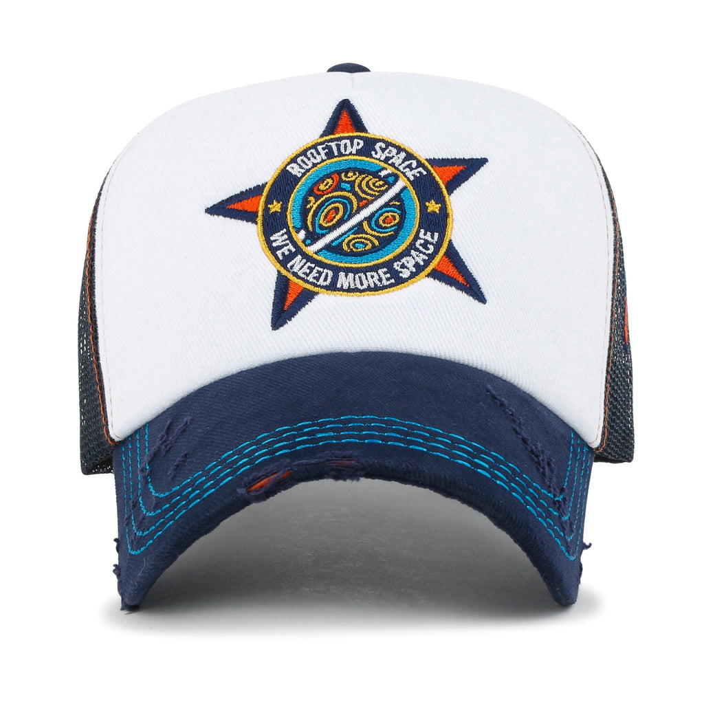 X Rooftop Space Colorful Retro Embroidery Mesh Trucker Baseball Cap