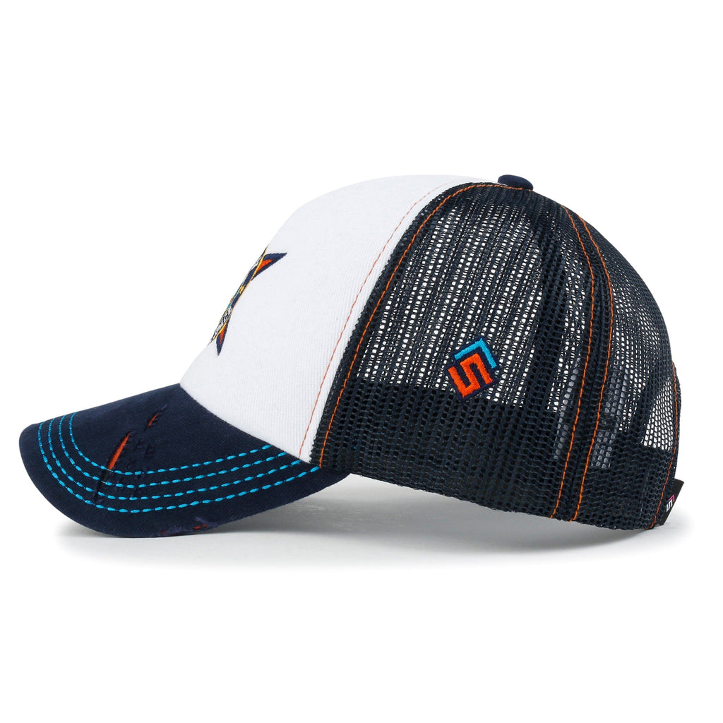 X Rooftop Space Colorful Retro Embroidery Mesh Trucker Baseball Cap
