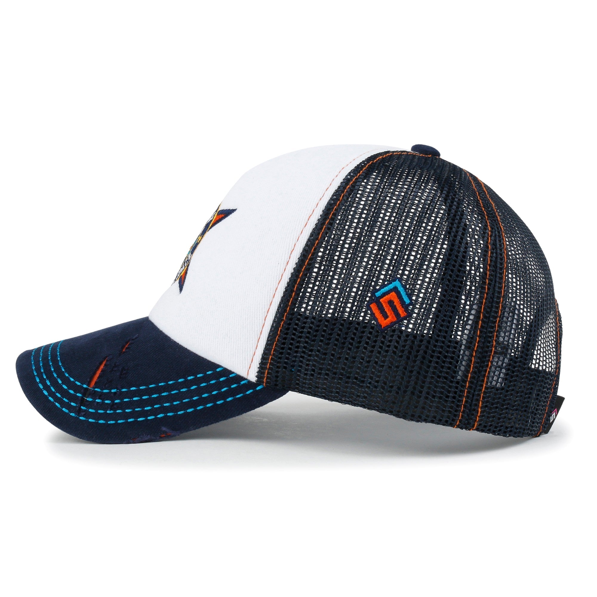 X Rooftop Space Colorful Retro Embroidery Mesh Trucker Baseball Cap