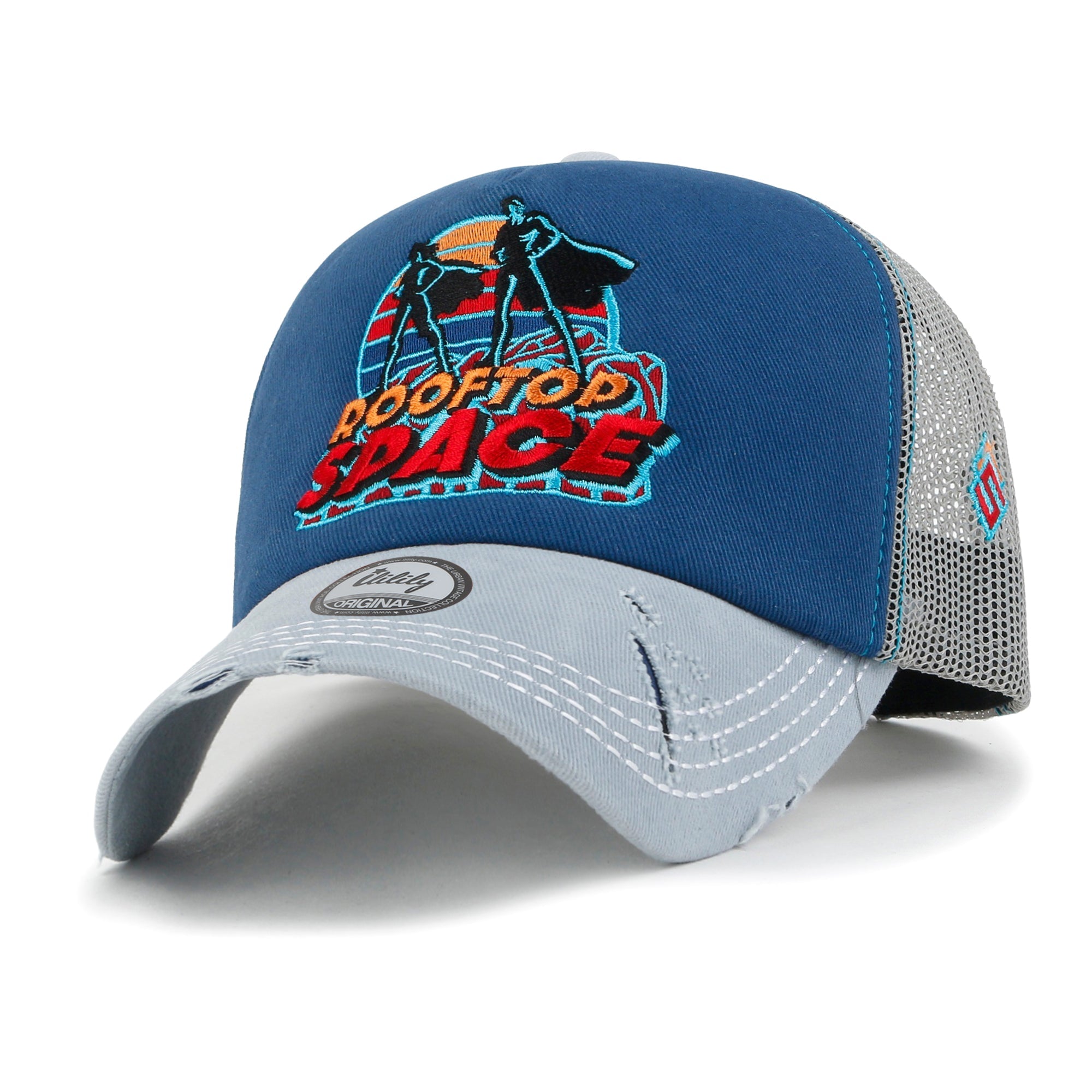 X Rooftop Space Colorful Retro Embroidery Mesh Trucker Baseball Cap