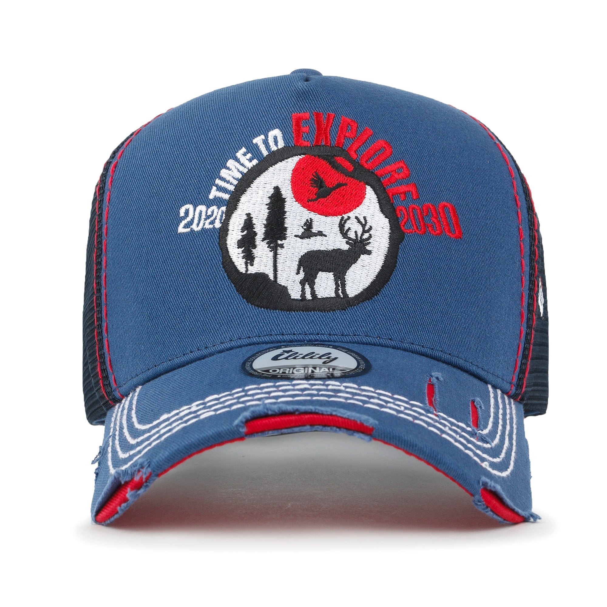 Time To Embroidered Baseball Cap Colorful Stitch Mesh Trucker Hat