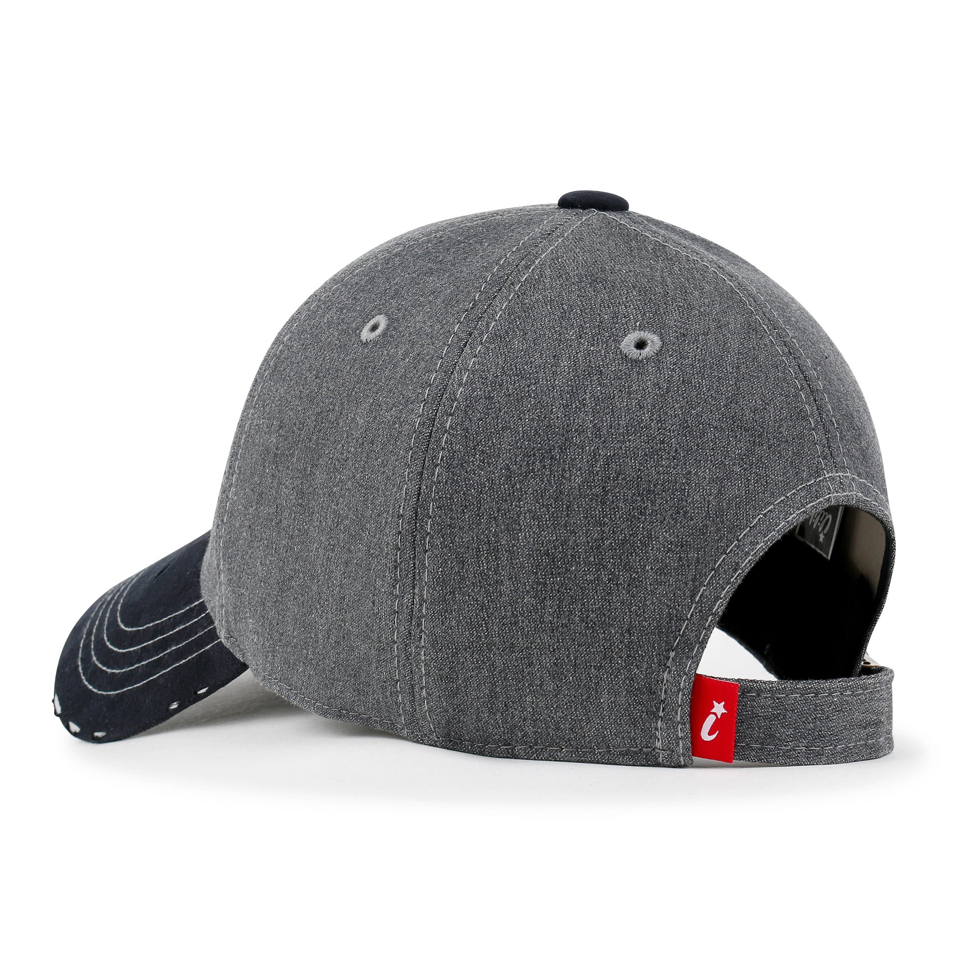Cotton Denim Crown Strapback Trucker Hat Faux Suede Brim Baseball Cap