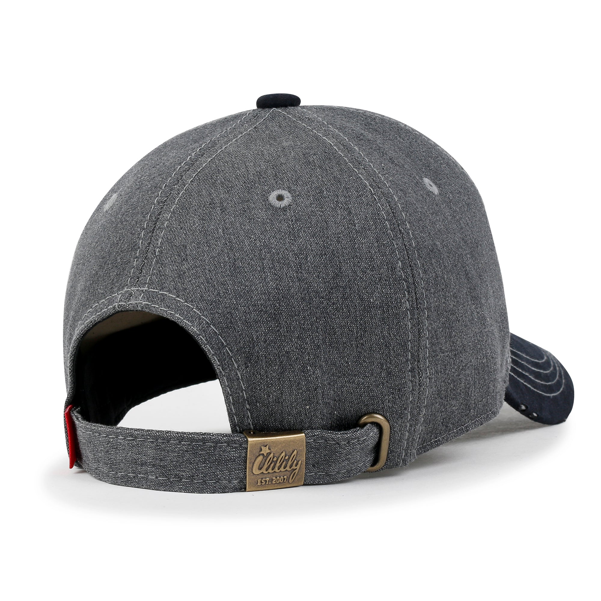 Cotton Denim Crown Strapback Trucker Hat Faux Suede Brim Baseball Cap