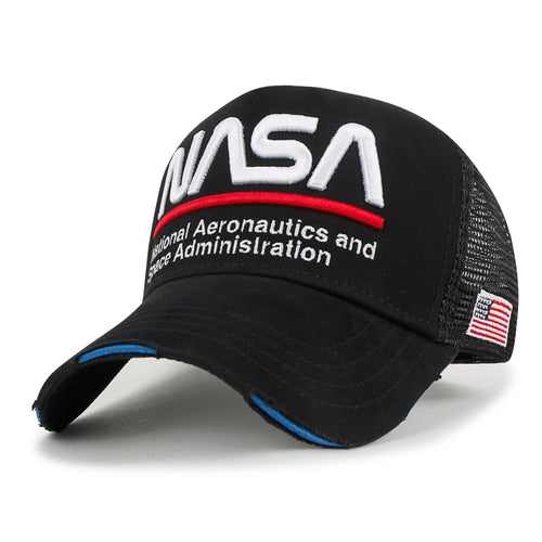 PREMIUM NASA Worm Logo Embroidery Baseball Cap Vintage Trucker Hat