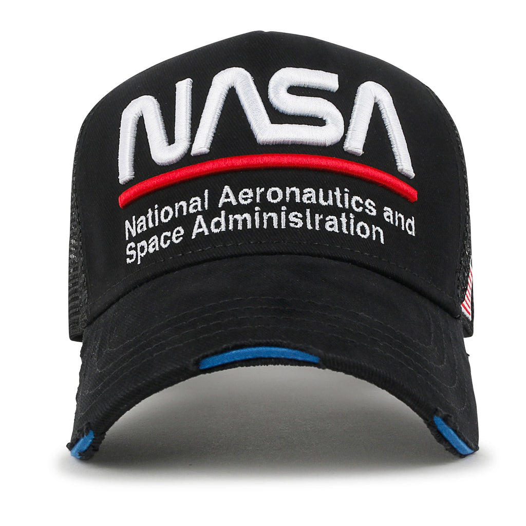 PREMIUM NASA Worm Logo Embroidery Baseball Cap Vintage Trucker Hat