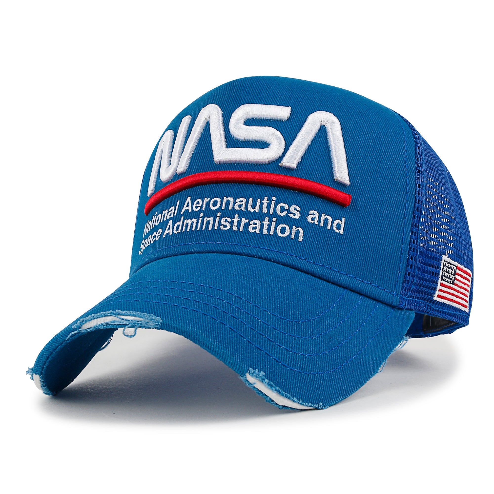 PREMIUM NASA Worm Logo Embroidery Baseball Cap Vintage Trucker Hat
