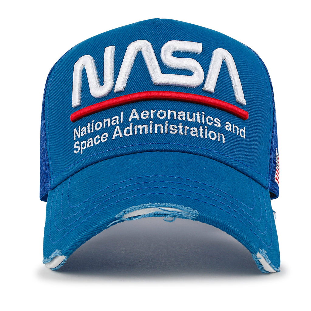 PREMIUM NASA Worm Logo Embroidery Baseball Cap Vintage Trucker Hat