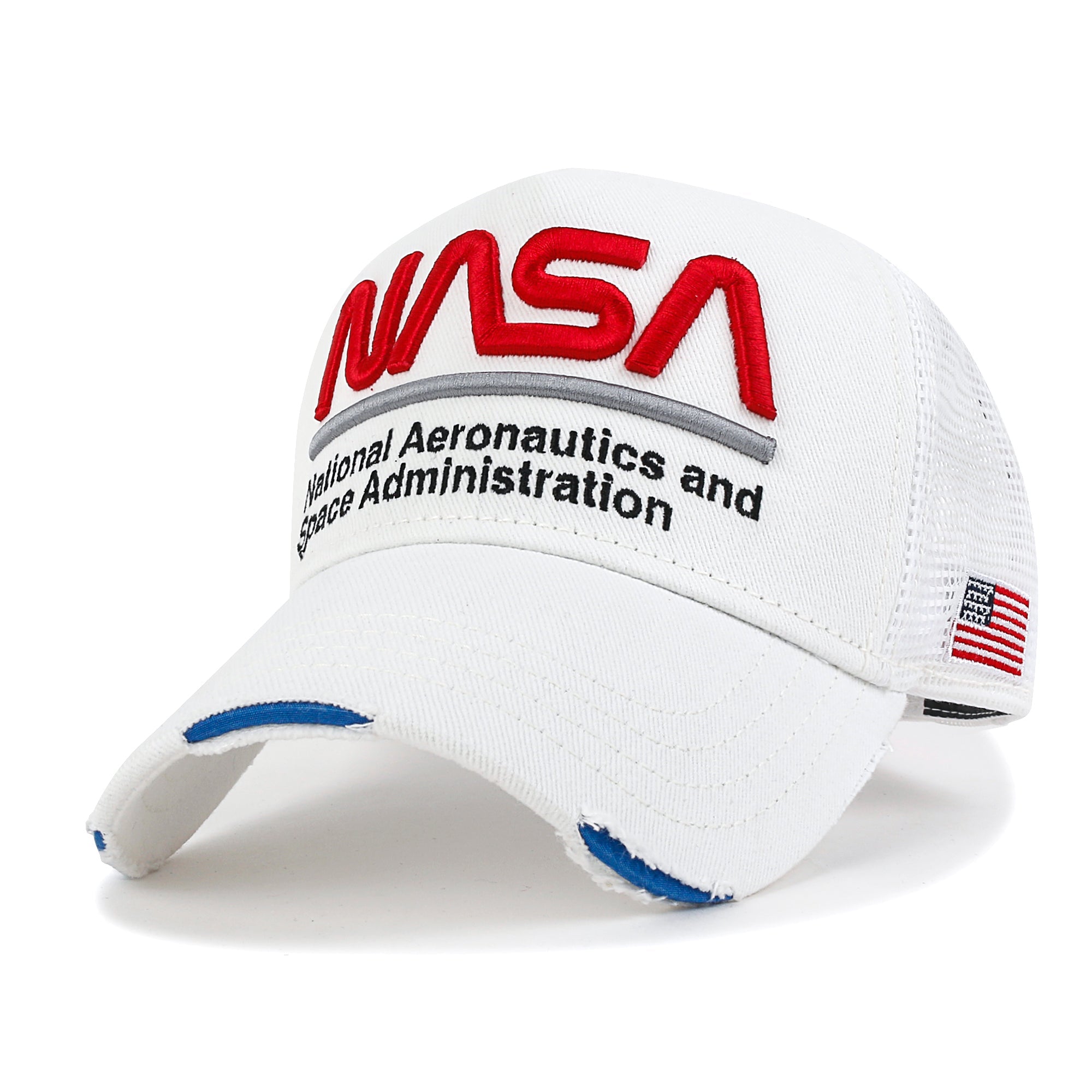 PREMIUM NASA Worm Logo Embroidery Baseball Cap Vintage Trucker Hat