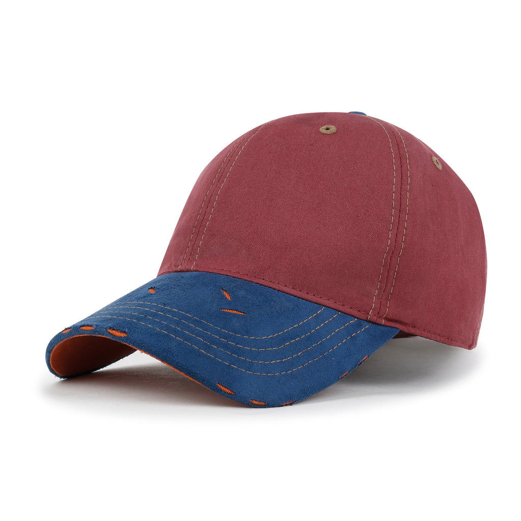 Cotton Crown Strapback Trucker Hat Faux Suede Brim Baseball Cap