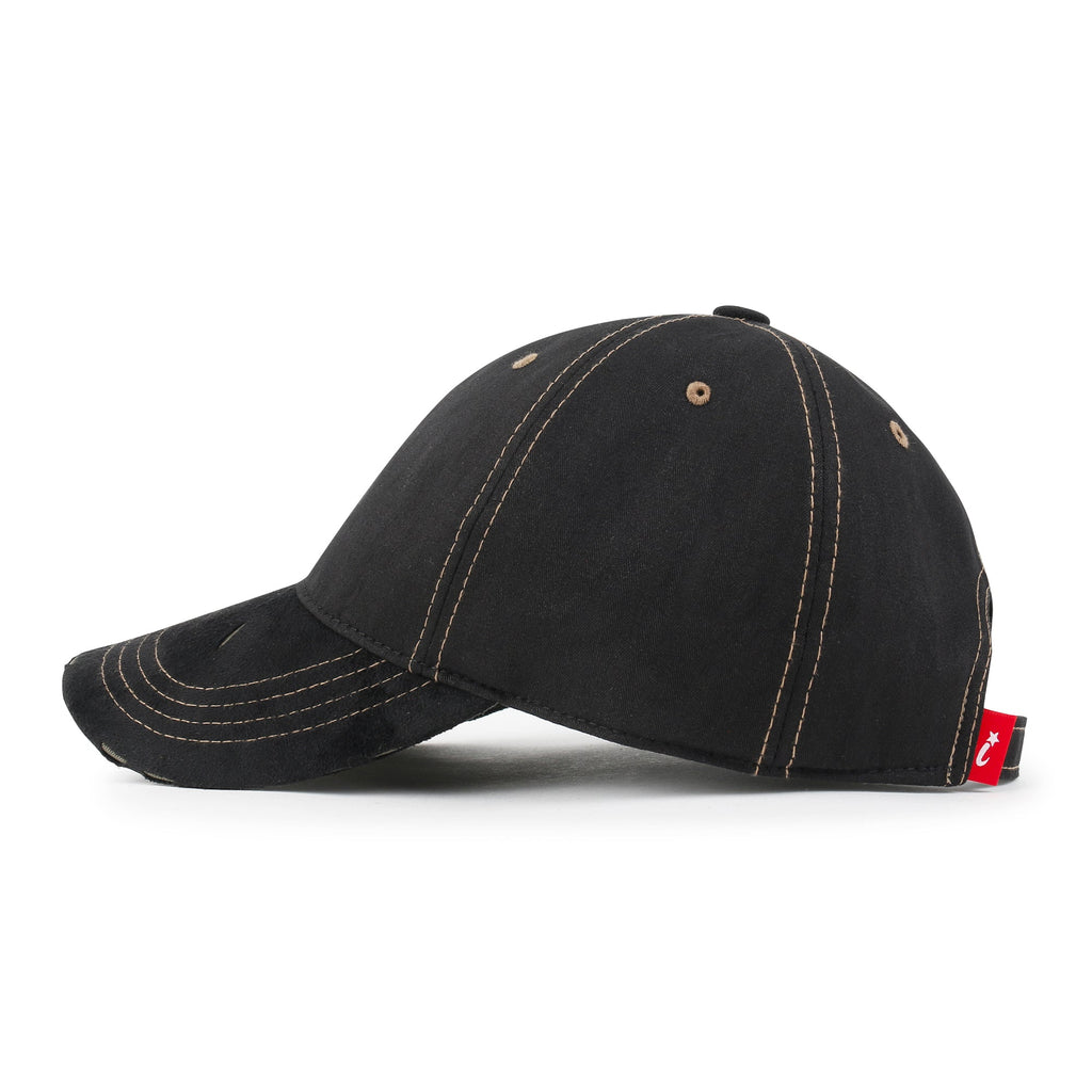 Cotton Crown Strapback Trucker Hat Faux Suede Brim Baseball Cap