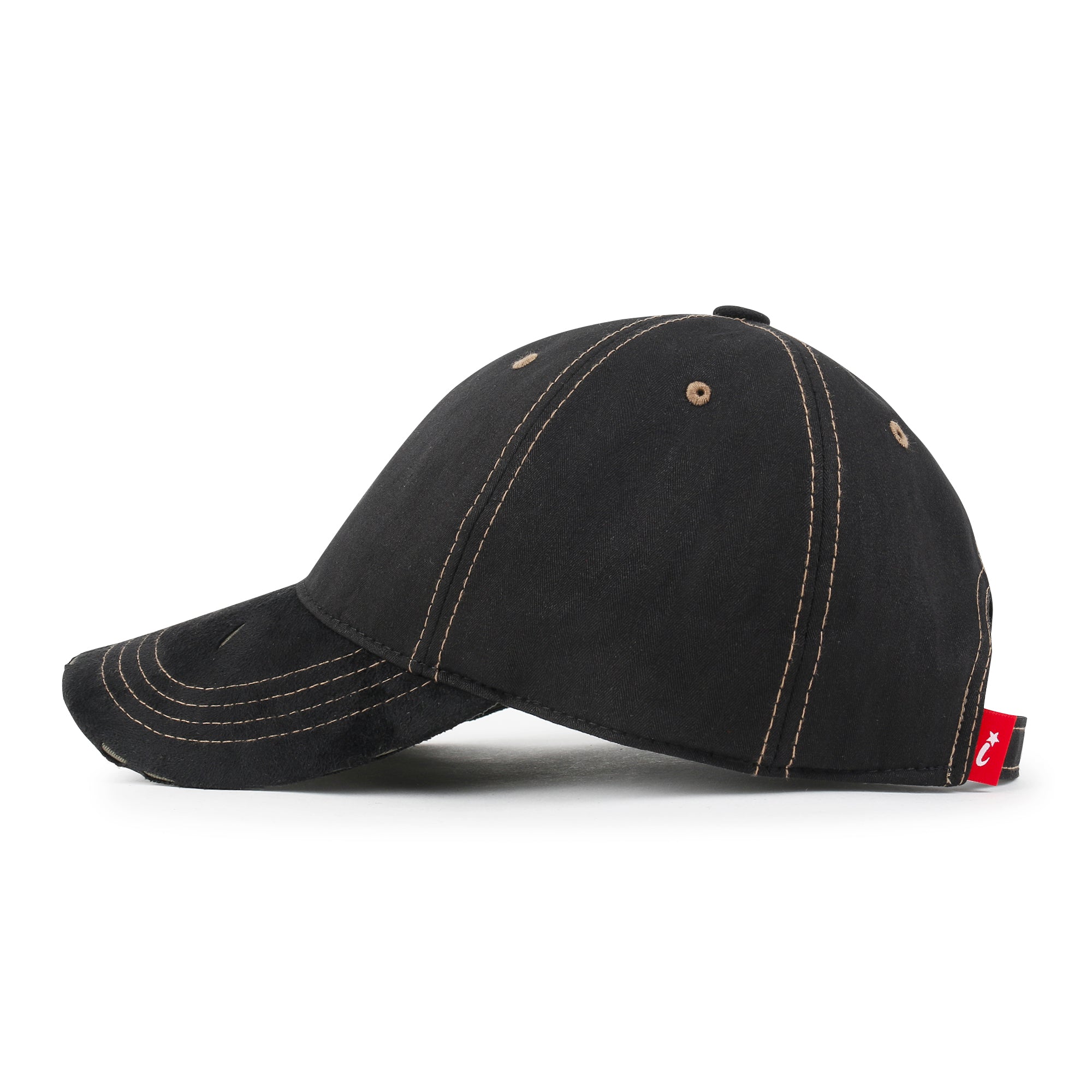 Cotton Crown Strapback Trucker Hat Faux Suede Brim Baseball Cap