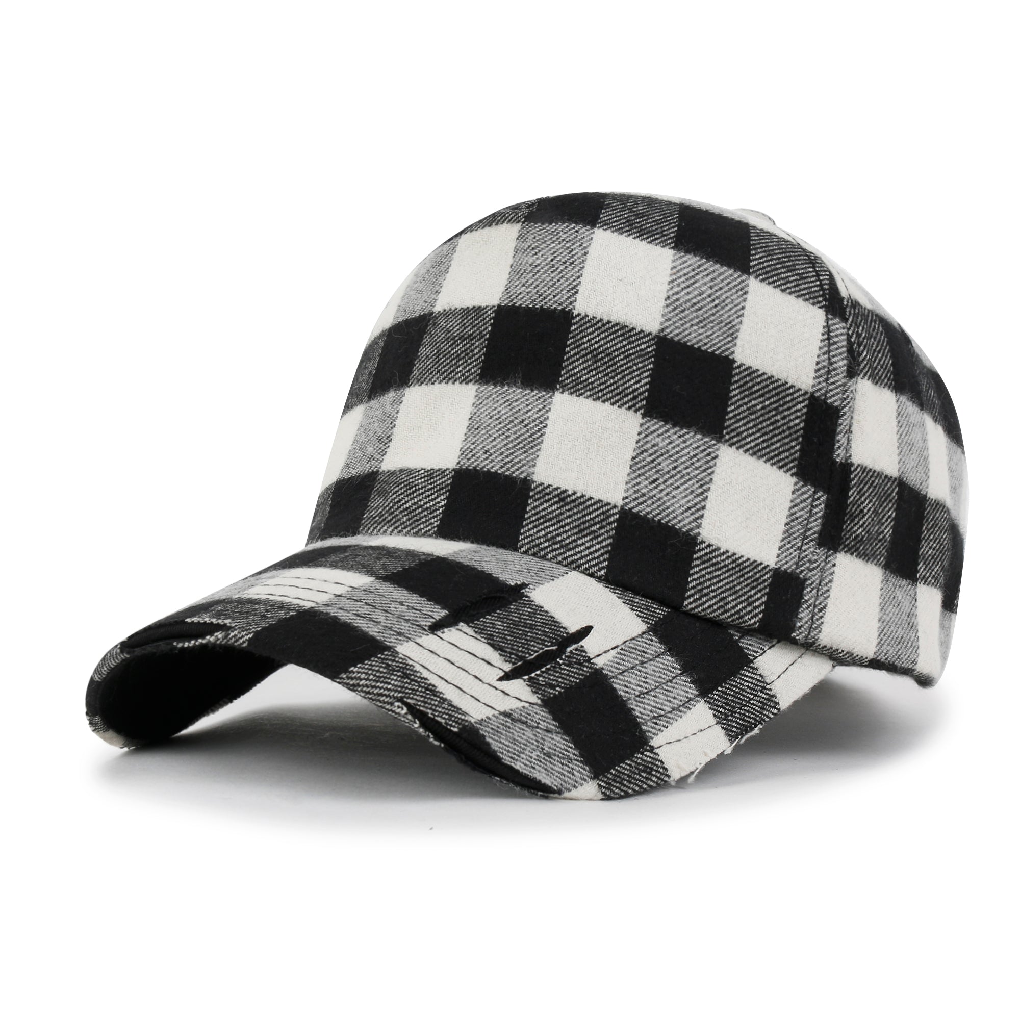 Cotton Flannel Strapback Trucker Hat Checkered Pattern Baseball Cap