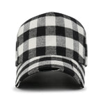 Cotton Flannel Strapback Trucker Hat Checkered Pattern Baseball Cap