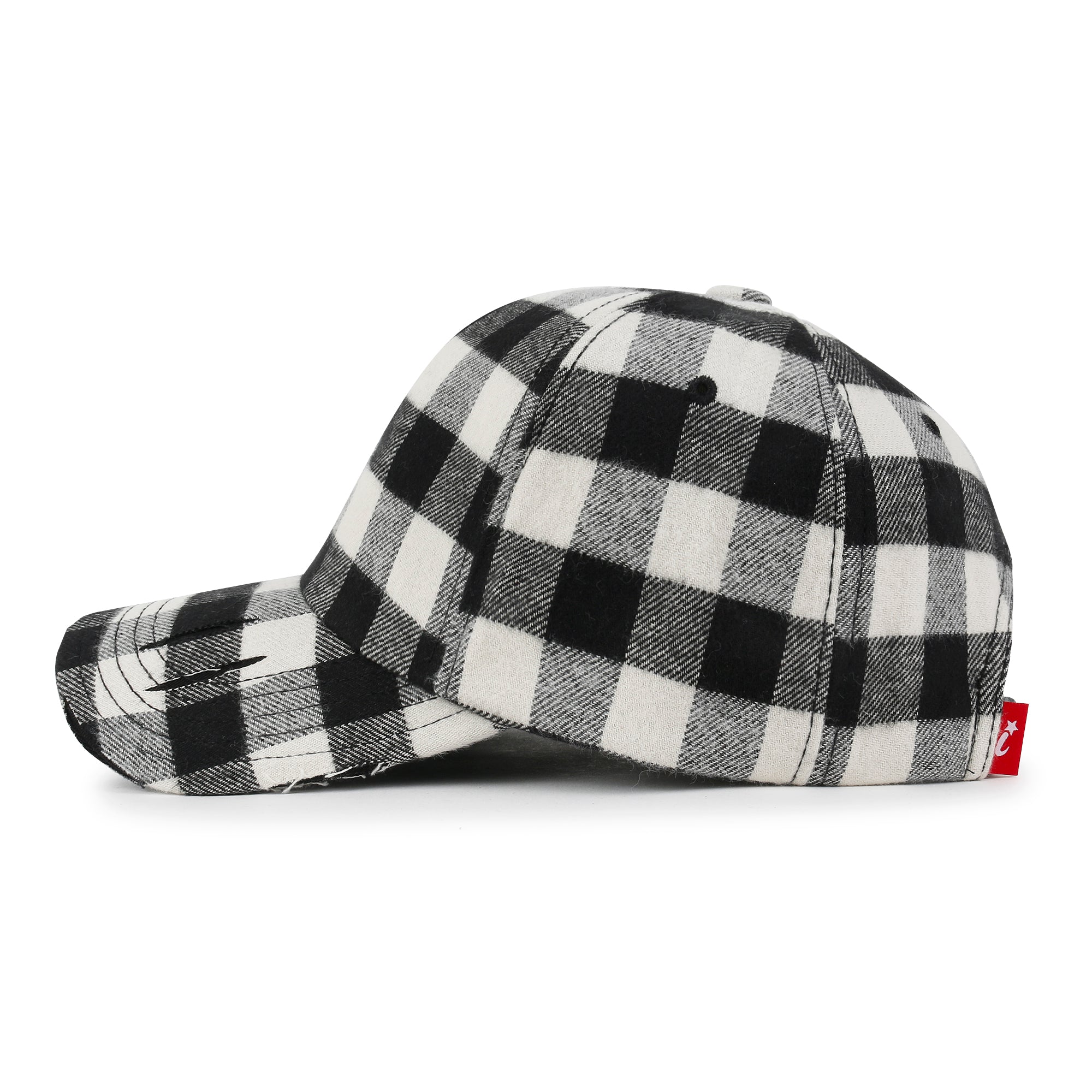 Cotton Flannel Strapback Trucker Hat Checkered Pattern Baseball Cap