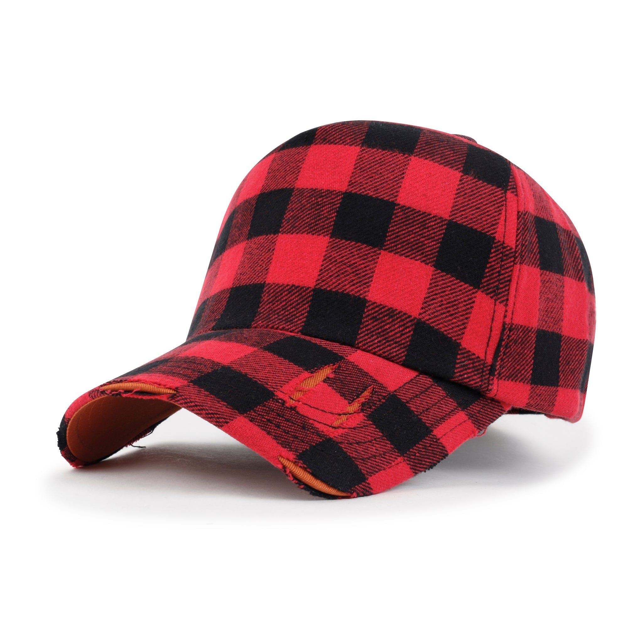 Cotton Flannel Strapback Trucker Hat Checkered Pattern Baseball Cap
