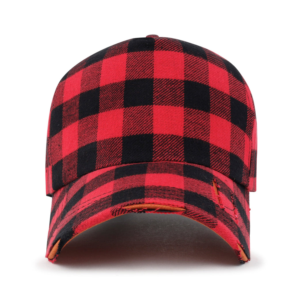 Cotton Flannel Strapback Trucker Hat Checkered Pattern Baseball Cap