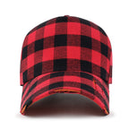 Cotton Flannel Strapback Trucker Hat Checkered Pattern Baseball Cap