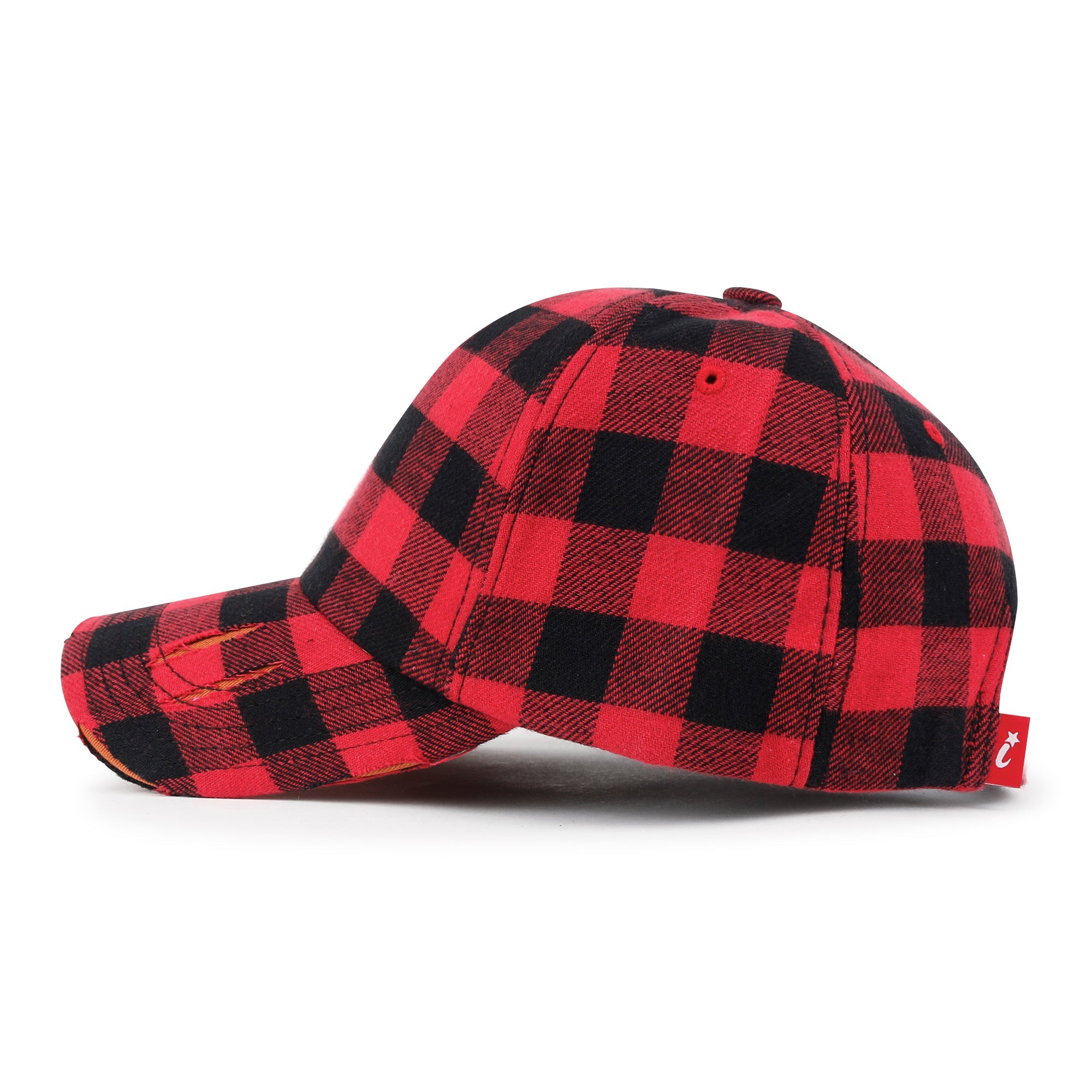 Cotton Flannel Strapback Trucker Hat Checkered Pattern Baseball Cap