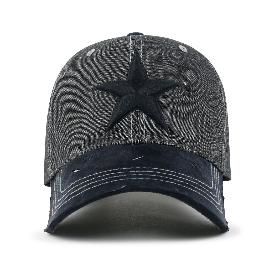 Star Embroidery Cotton Denim Trucker Hat Faux Suede Brim Baseball Cap
