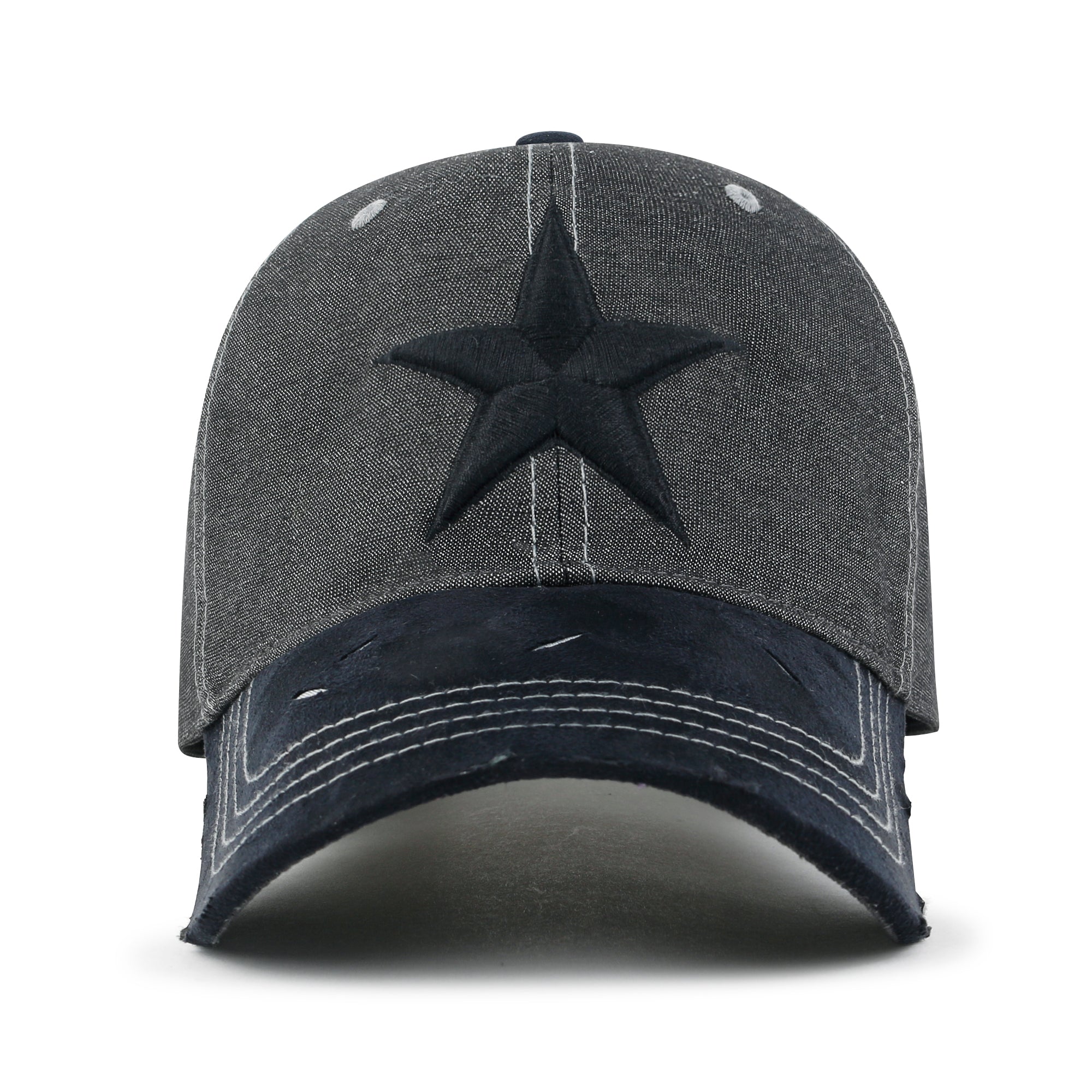 Star Embroidery Cotton Denim Trucker Hat Faux Suede Brim Baseball Cap