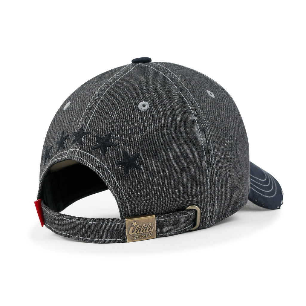 Star Embroidery Cotton Denim Trucker Hat Faux Suede Brim Baseball Cap