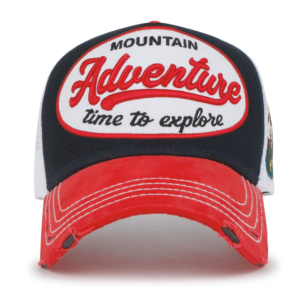 PREMIUM Adventure Patch Structured Trucker Hat Distressed Baseball Cap