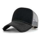 Premium Distressed Mesh Trucker Hat, Contrast Stitch Blank Cap