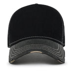 Premium Distressed Mesh Trucker Hat, Contrast Stitch Blank Cap