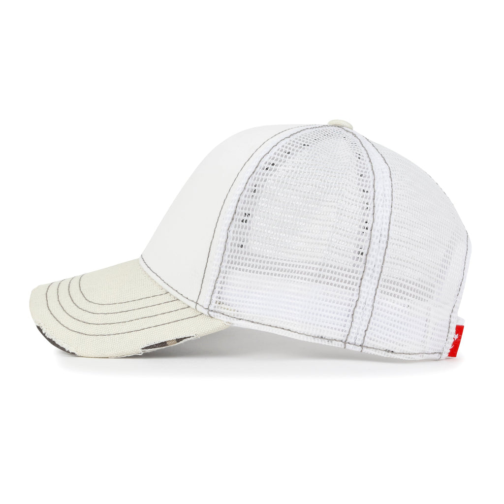 Premium Distressed Mesh Trucker Hat, Contrast Stitch Blank Cap