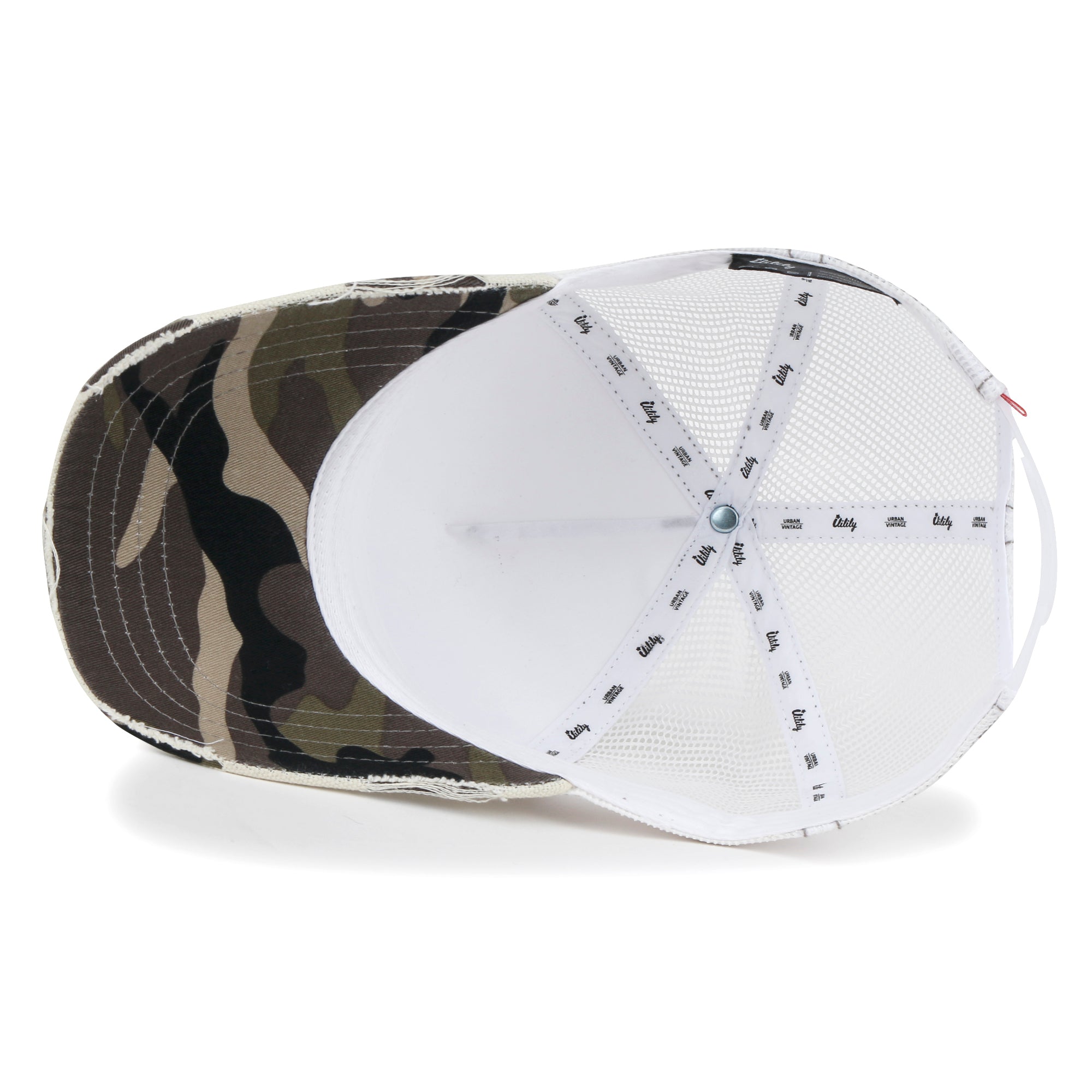 Premium Distressed Mesh Trucker Hat, Contrast Stitch Blank Cap