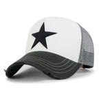 Premium Star Embroidery Structured Crown Vintage Trucker Hat