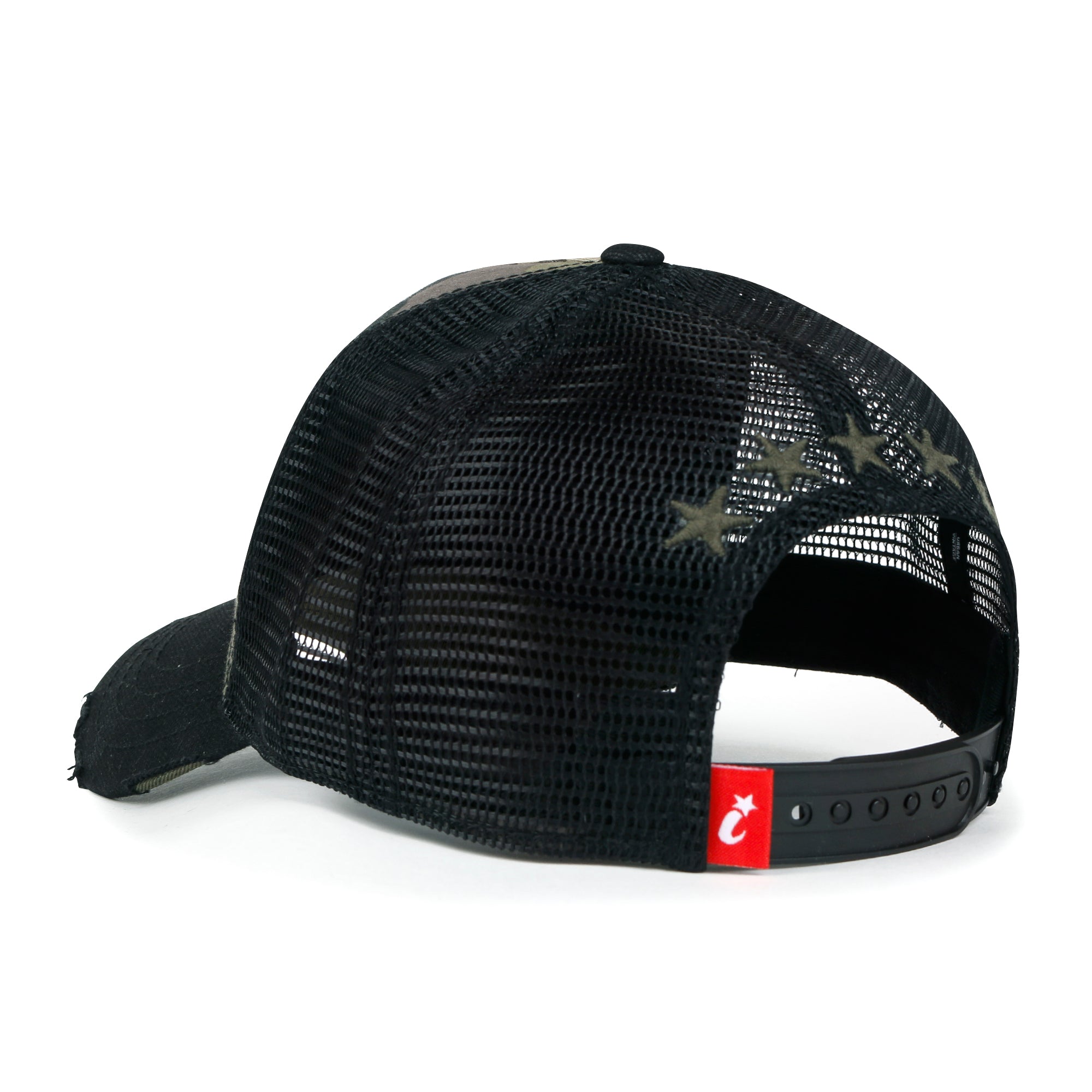 Premium Star Embroidery Structured Crown Vintage Trucker Hat