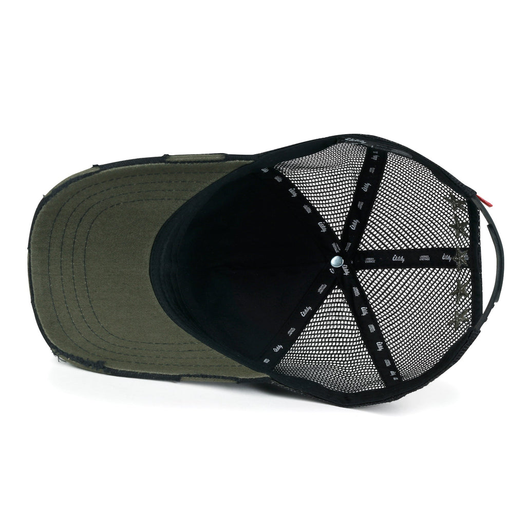 Premium Star Embroidery Structured Crown Vintage Trucker Hat