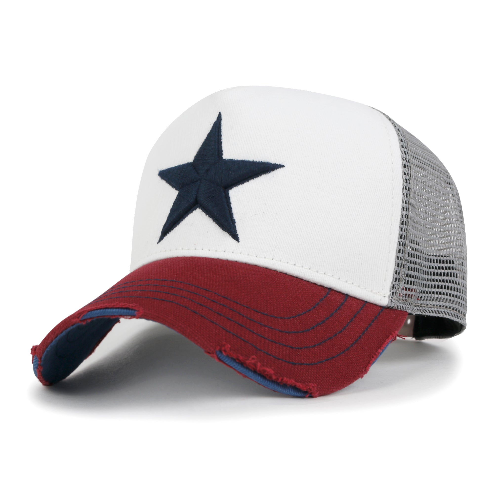Premium Star Embroidery Structured Crown Vintage Trucker Hat