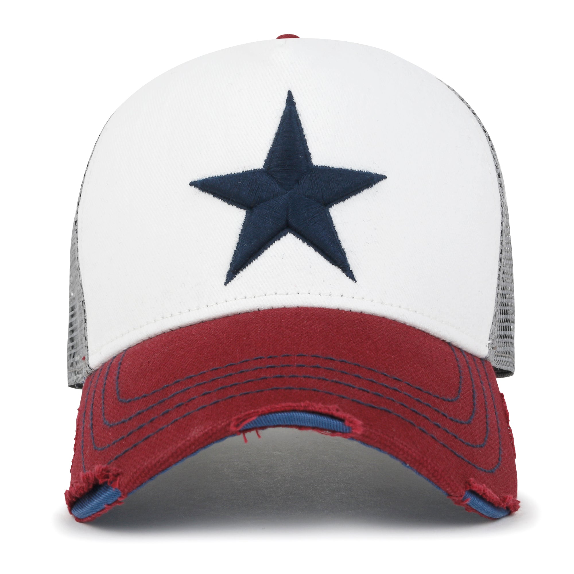 Premium Star Embroidery Structured Crown Vintage Trucker Hat