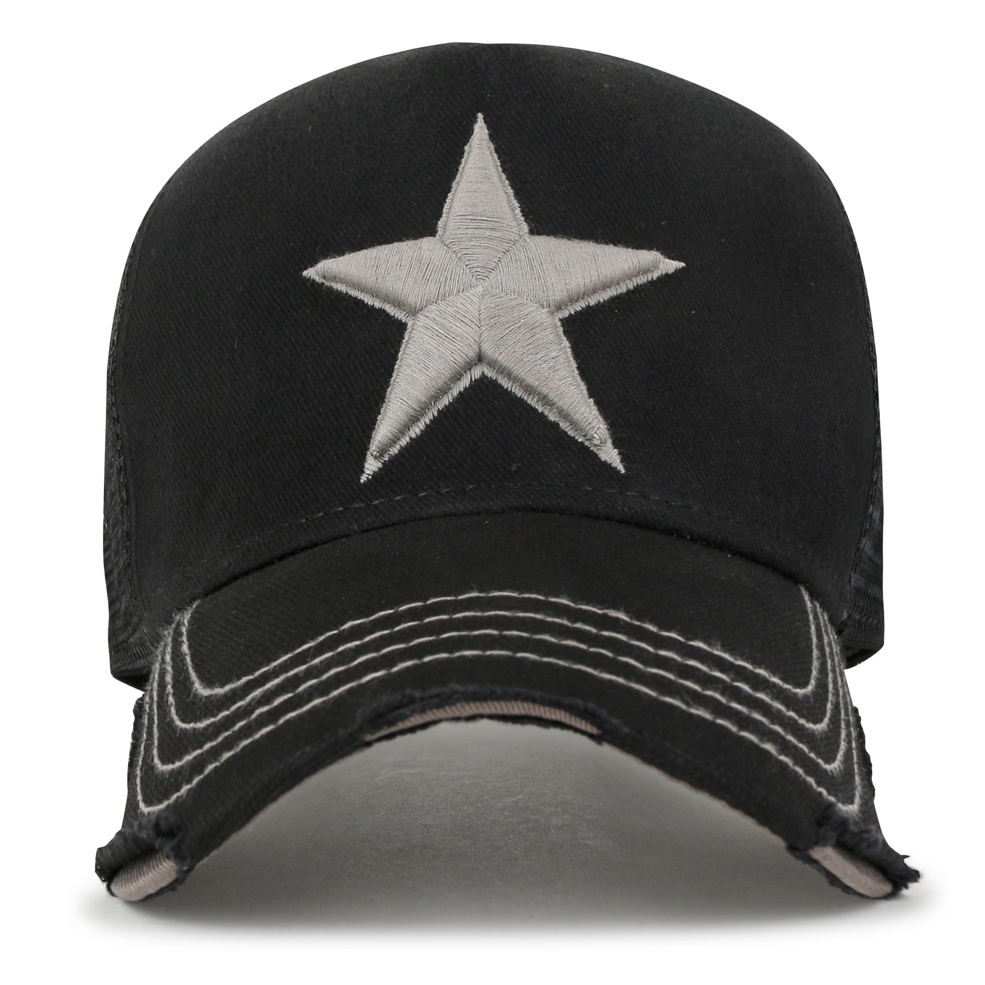 Premium Star Embroidery Structured Crown Vintage Trucker Hat