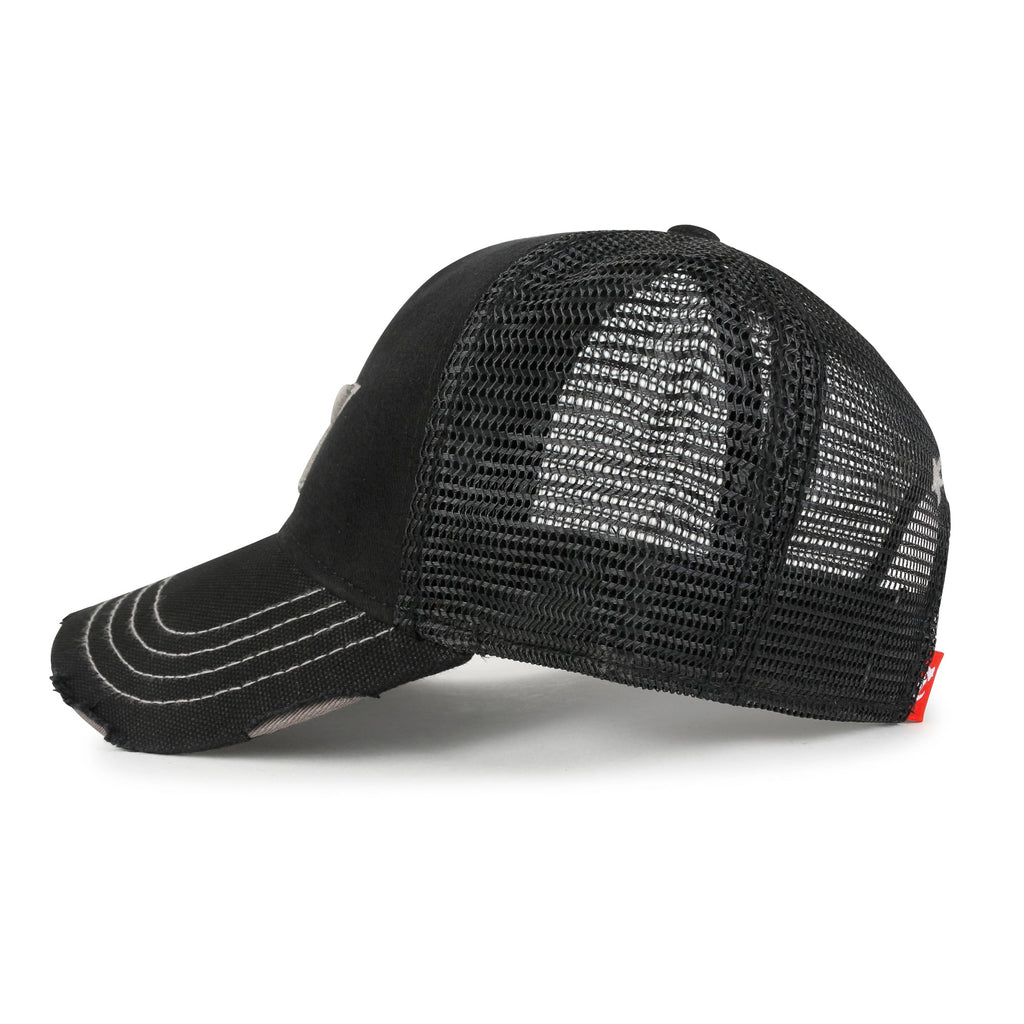Premium Star Embroidery Structured Crown Vintage Trucker Hat